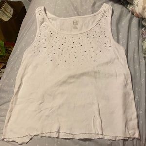 White Vintage Jeweled Tank Top
